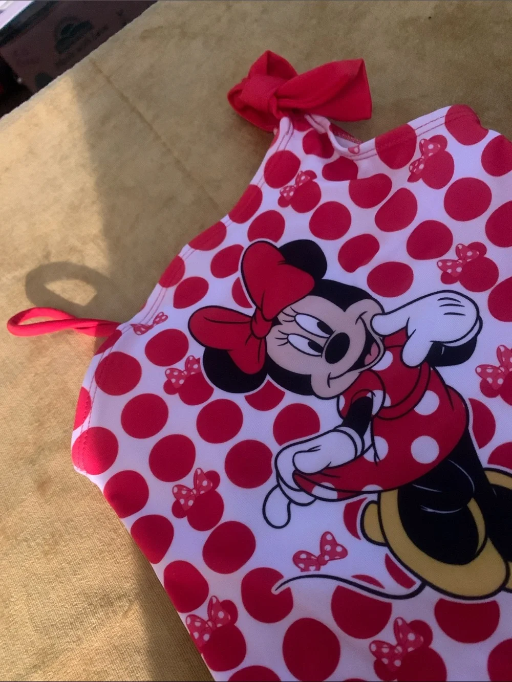Disney Girls Red & White Minnie Mouse One-Piece Swimsuit with Bow
